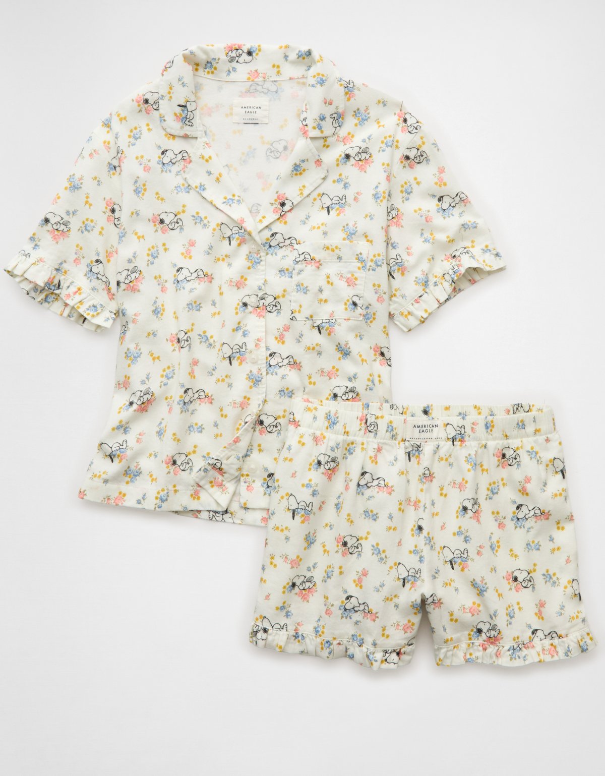 AE Snoopy Ruffled Flannel PJ Set - image 3