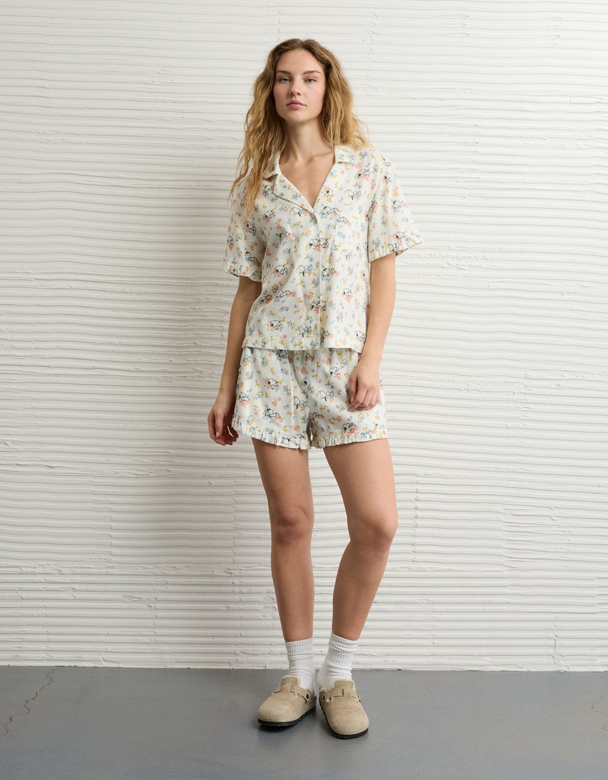 AE Snoopy Ruffled Flannel PJ Set - image 4