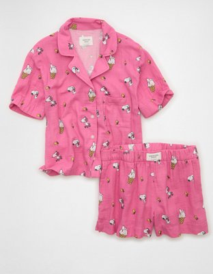AE Snoopy Cotton Gauze Short-Sleeve PJ Set | American Eagle