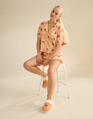 AE Luxe Plush Button-Up PJ Set