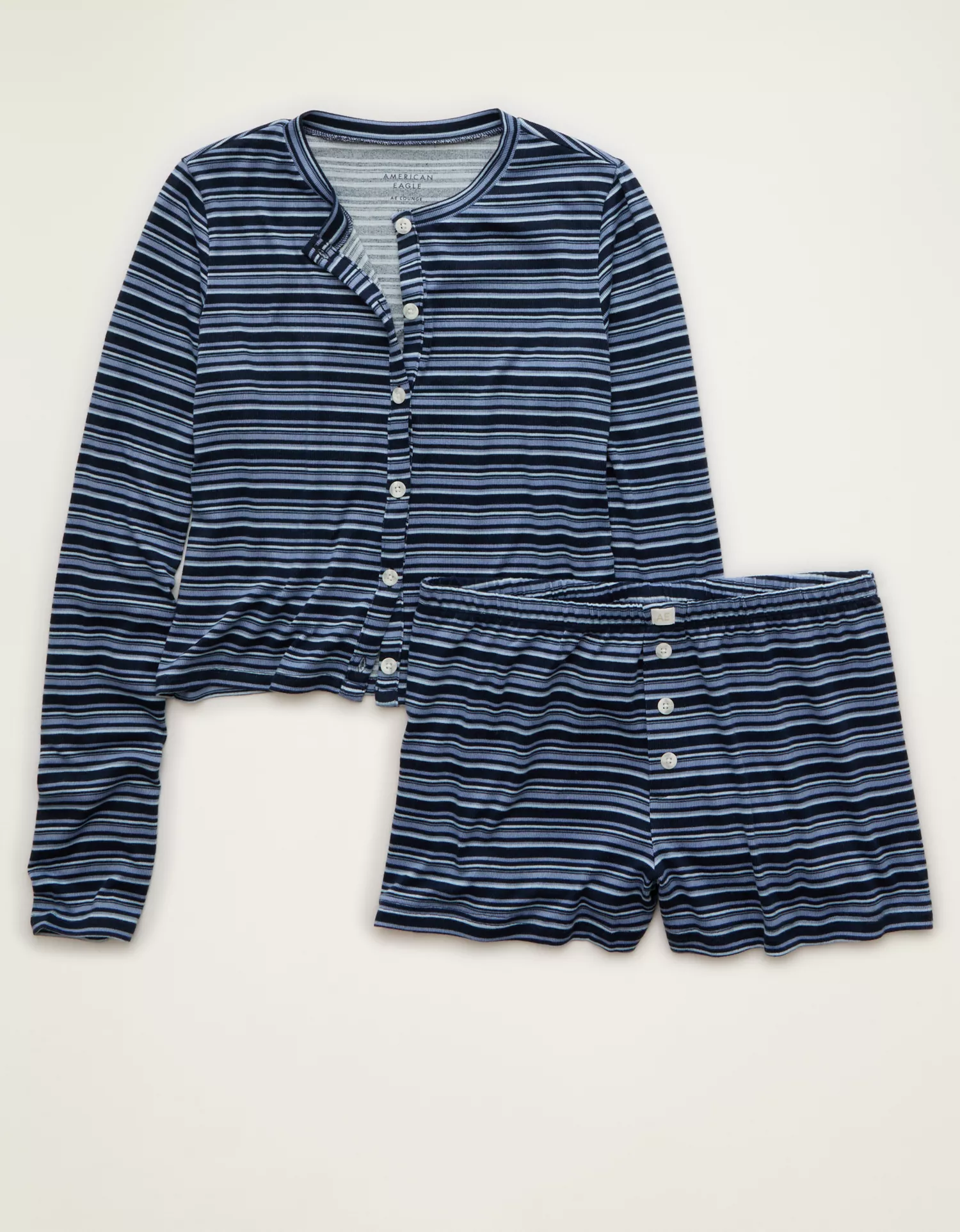 AE Luxe Plush Cardigan & Short PJ Set - thumbnail 4
