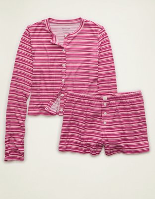 Женские комплекты American Eagle AE Luxe Plush Cardigan & Short PJ Set, цвет: Розовато-лиловый — фото 3