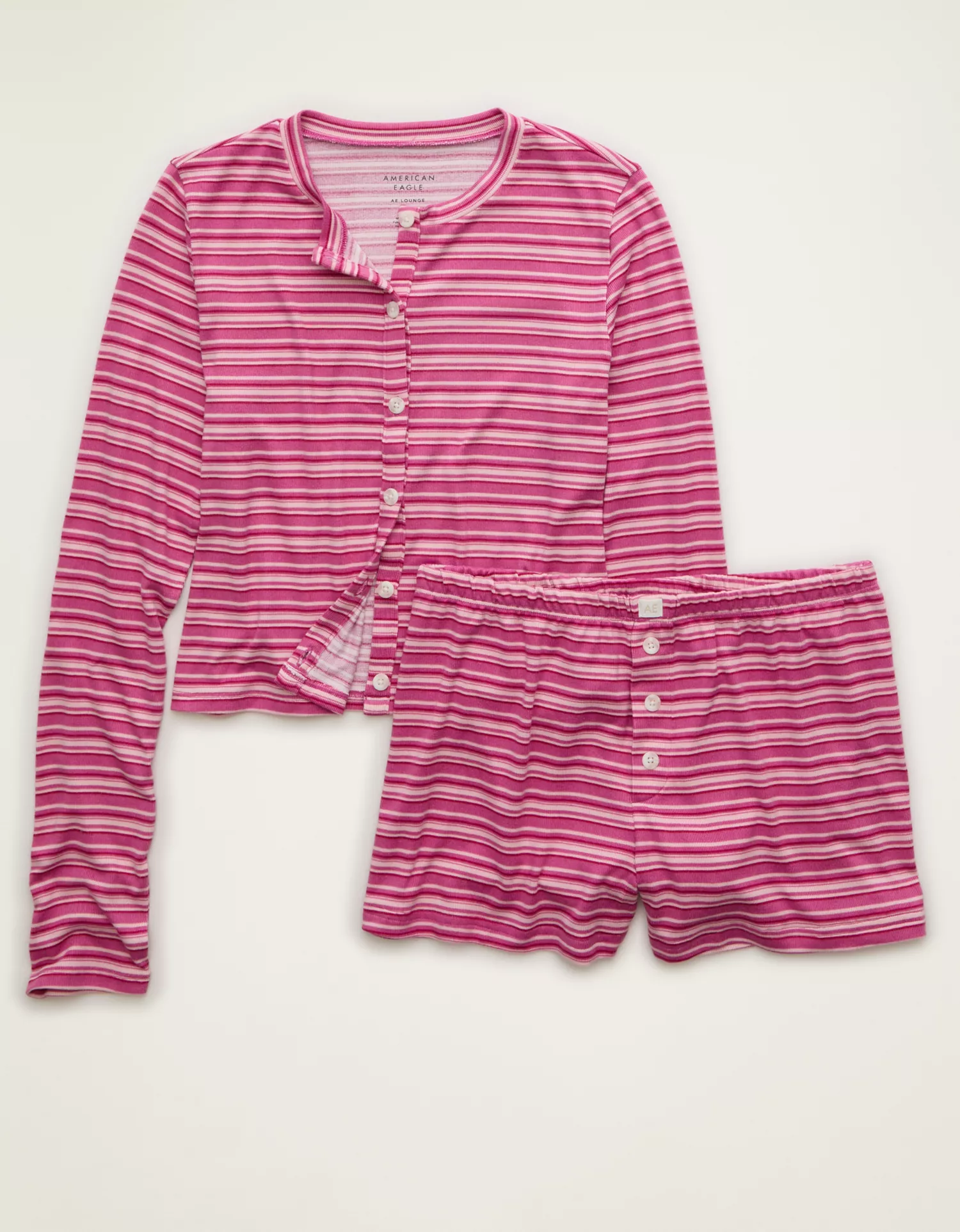 AE Luxe Plush Cardigan & Short PJ Set - thumbnail 10