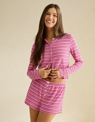 AE Luxe Plush Cardigan & Short PJ Set