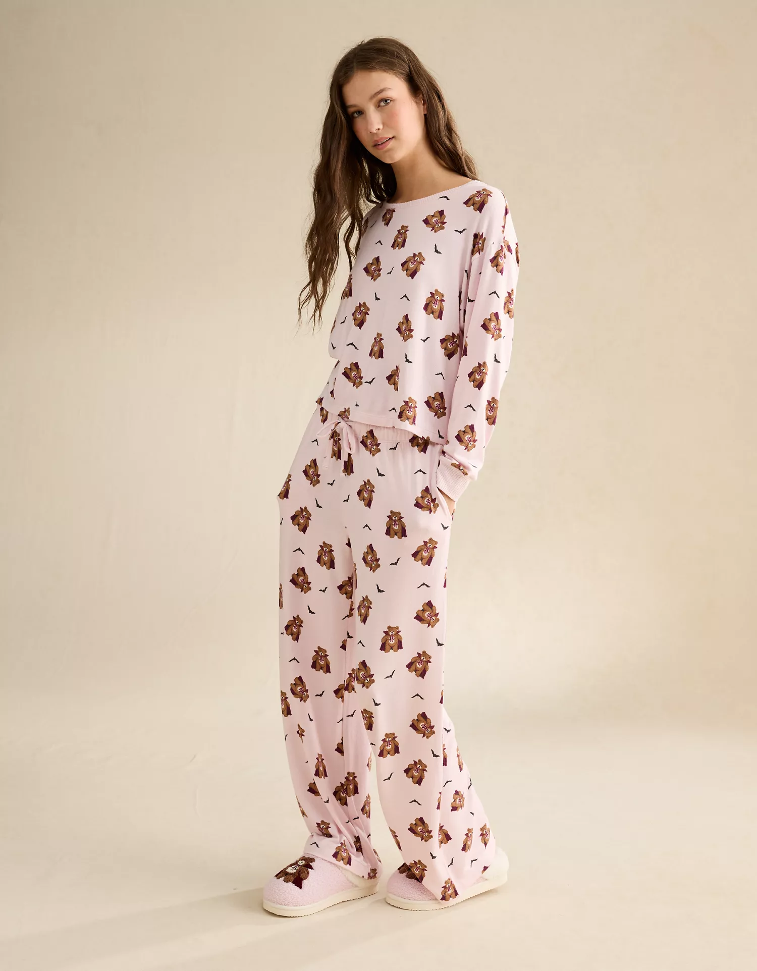 AE Luxe Plush Long Sleeve + Pant PJ Set