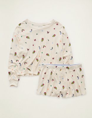 AE Luxe Plush Grinch Long Sleeve + Short PJ Set