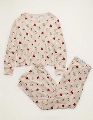 AE Luxe Plush Snoopy Long Sleeve + Pant PJ Set