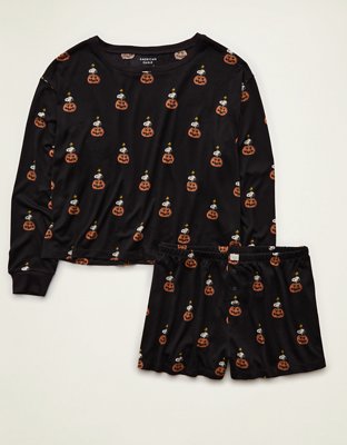 AE Luxe Plush Long Sleeve + Short PJ Set
