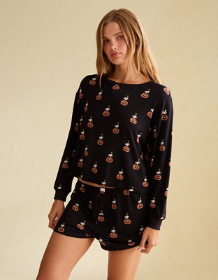 AE Luxe Plush Long Sleeve + Short PJ Set