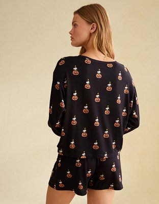 Пижамный комплект AE Luxe Snoopy, длинный рукав — American Eagle, цвет: Чёрный — фото 3