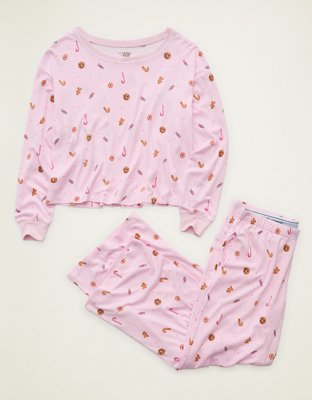 AE Luxe Plush Long Sleeve + Short PJ Set