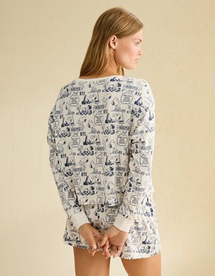 AE Luxe Plush Snoopy Long Sleeve + Short PJ Set