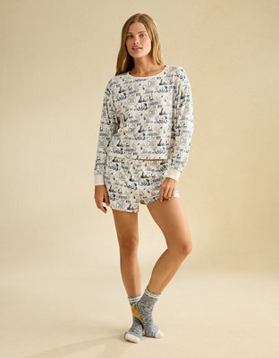 AE Luxe Plush Snoopy Long Sleeve + Short PJ Set