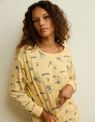 AE Luxe Plush Snoopy Long Sleeve + Short PJ Set