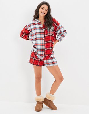 AE Flannel Shirt + Shorts PJ Set