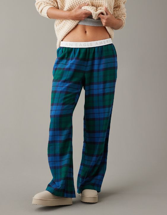 AE Pantalones de Pijama de Flannel Tiro Bajo