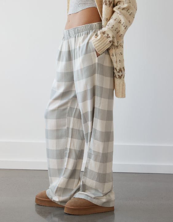 AE Pantalones de Pijama de Flannel Tiro Bajo