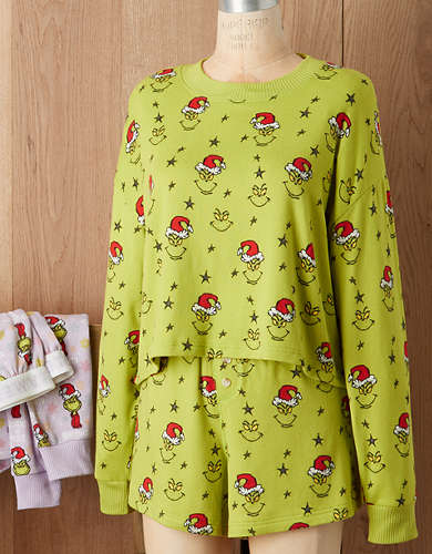 AE Conjunto de pijama de felpa de El Grinch