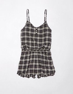 AE Flannel Ruffle PJ Romper
