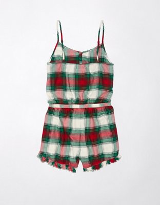 AE Flannel Ruffle PJ Romper
