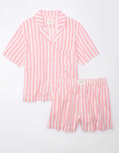 AE Striped PJ Short-Sleeve Top & Shorts Set