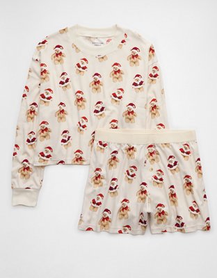 AE Holiday Teddy Bear Plush PJ Set