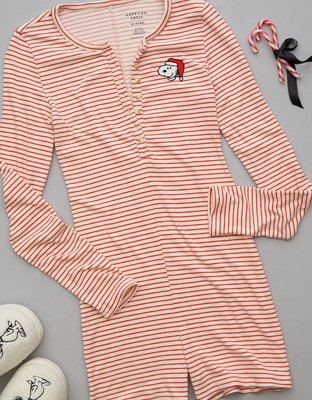 AE Peanuts Striped Plush Romper