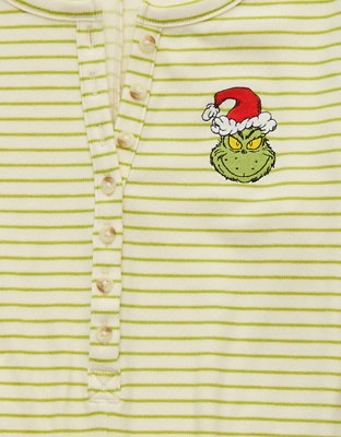 AE Grinch Striped Plush Romper