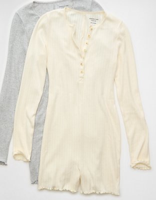 AE Long Sleeve Henley Lounge Romper