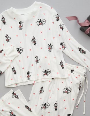 AE Mickey Mouse Valentine's Day Plush Pants PJ Set