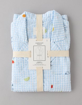 AE Snoopy Fruit Seersucker PJ Set