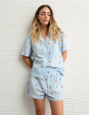 AE Snoopy Fruit Seersucker PJ Set