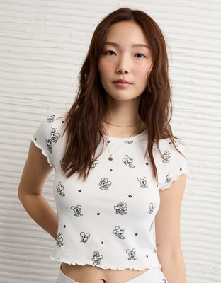 AE Mickey & Minnie Mouse Plush Baby Tee PJ Set