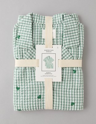 AE Gingham Hearts Seersucker PJ Set
