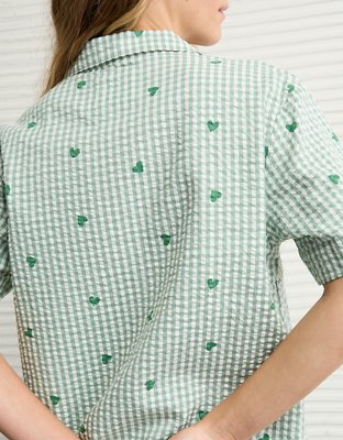 Pyjama en crépon de coton à motif de cœurs en guingan AE