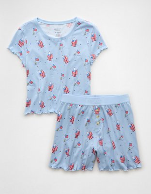 AE Snoopy Americana Plush Baby Tee PJ Set