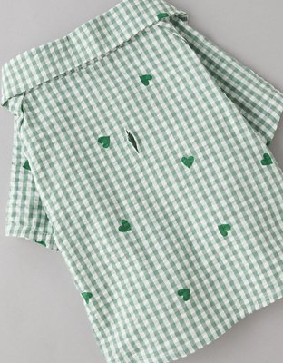 ABO Gingham Hearts Button-Up Dog Shirt