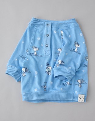 ABO Snoopy Skier Print Plush PJ Top