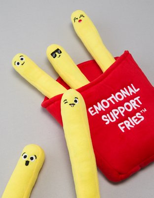 Emotional Support Fries 10 Inch,Cute Expression French Fry Plushie  Toy,Funny Stuffed Comfort Food Removable Plush Fries , Back to School Gifts