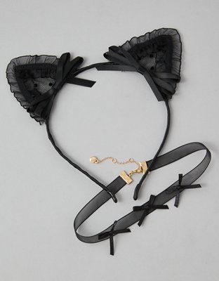 AEO Lace Cat Ears Headband & Necklace