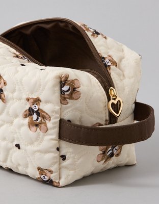 AE Quilted Teddy Bear Cosmetic Bag