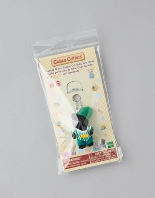 Calico Critters Emerald Green Tuxedo Cat Baby Key Chain
