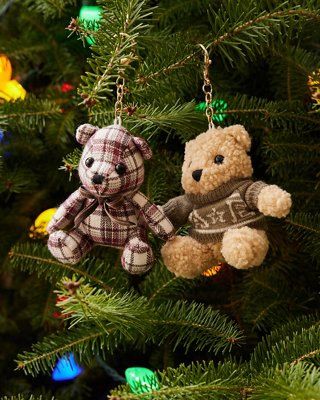 AE Plaid Teddy Bear Keychain | American Eagle