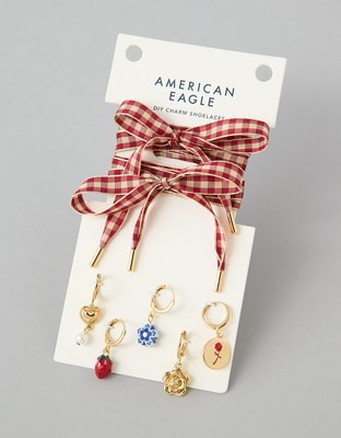 AE Gingham Shoelace & Charm Set