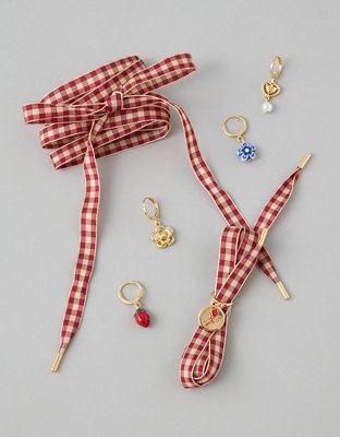 AE Gingham Shoelace & Charm Set