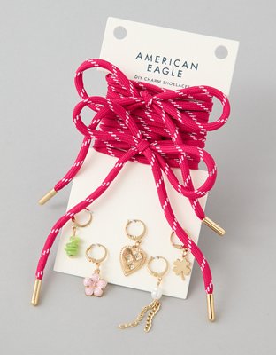 AE Pink Shoelace & Charm Set