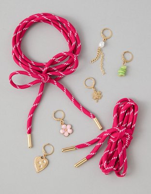 AE Pink Shoelace & Charm Set