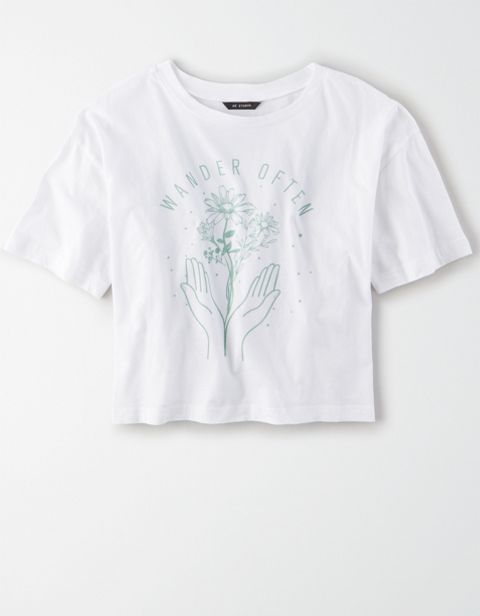 Женские футболки American Eagle AE Studio Floral Graphic Cropped T-Shirt