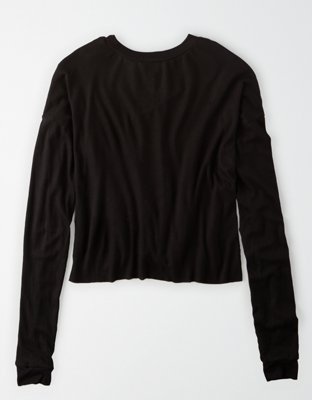 Женские футболки American Eagle AE Studio Long Sleeve Waffle T-Shirt — фото 2