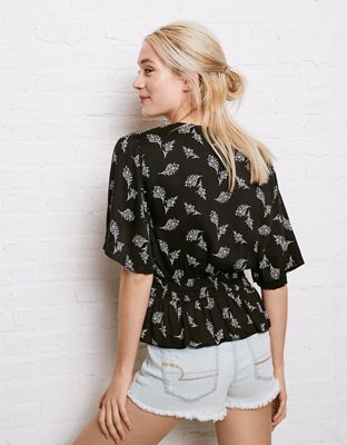 Женские рубашки American Eagle Don't Ask Why Cinched Waist Shirt — фото 2